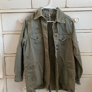 Free People Military Style Field Jacket in Olive